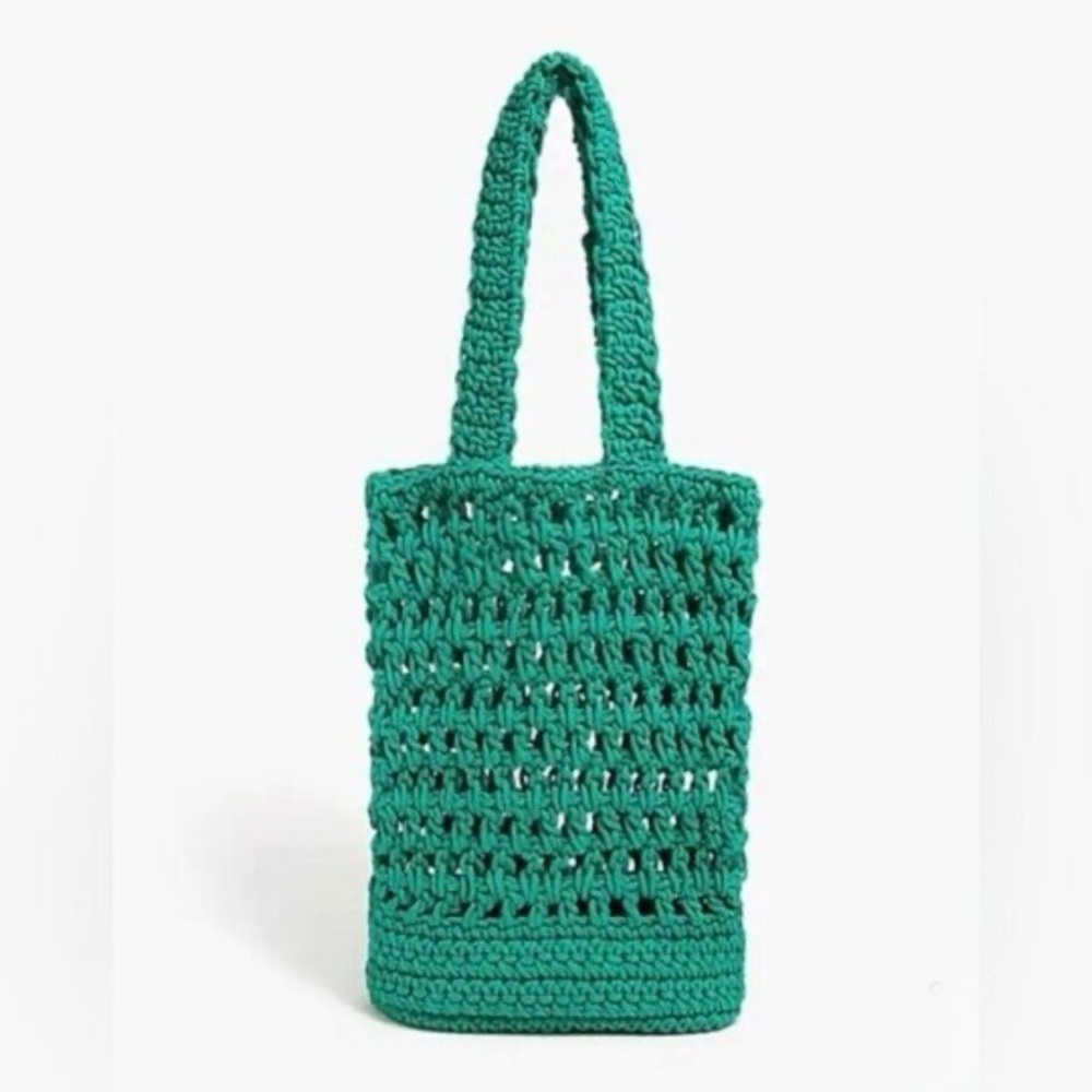J. Crew ~ large crochet tote ~ green